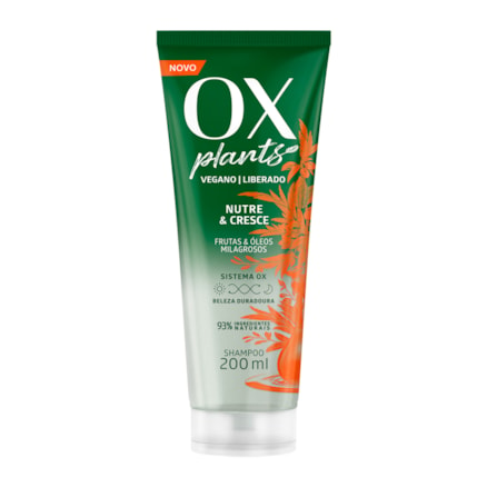 Shampoo Ox Plants Nutre E Crece Vegano 200ml