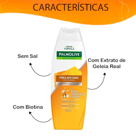 Shampoo Palmolive Naturals Reparação Completa Sem Sal Com Geleia Real e Biotina 350ml