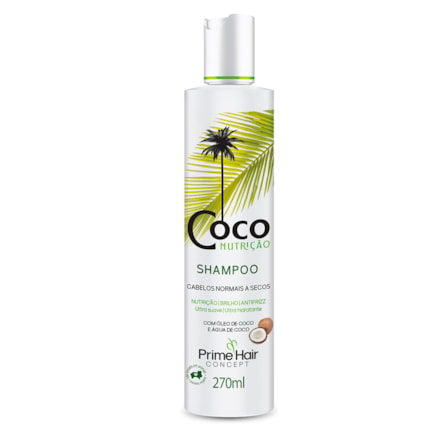 Shampoo Prime Coco Nutrição Cabelo Seco Água Óleo Coco 270ml