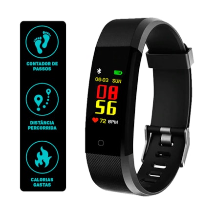 Smart Bracelet F64hr Ip68 Usb Preto