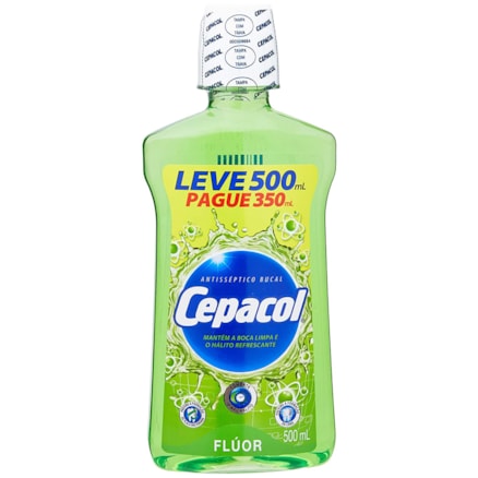 Solução Bucal Cepacol Flúor Leve 500ml Pague 350ml