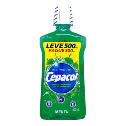 Solução Bucal Cepacol Menta Leve 500ml Pague 350ml