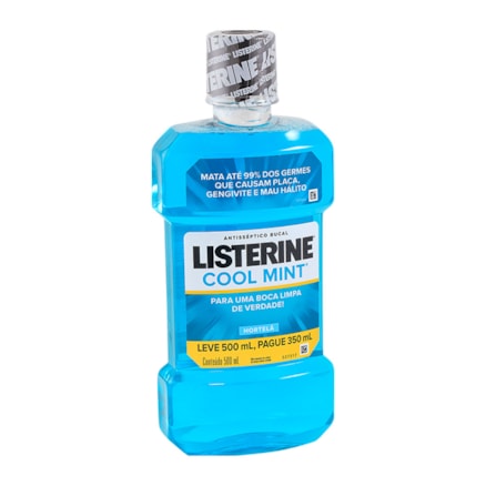 Solução Bucal Listerine Cool Mint Leve 500ml Pague 350ml