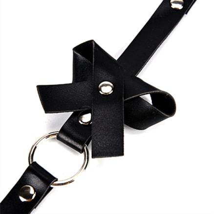 Suporte Cinta Liga C/ Laços Jacaré Couro Preto Lp-069 K.sex