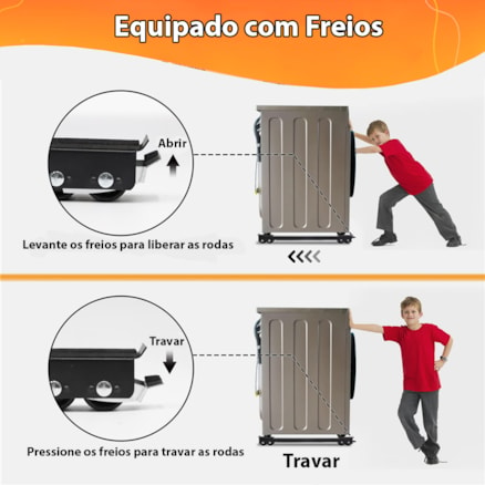 Suporte Com Rodinhas Para Lava-louças Geladeira Fogão de Aço Base Carrinho