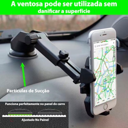 Suporte Veicular Celular Gps Ventosa Gruda Painel Automatico