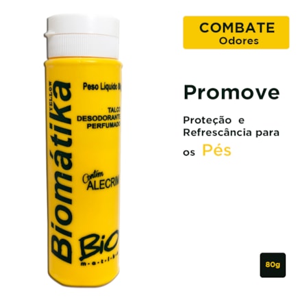 Talco Desodorante Cuidados Pés Combate Odores Biomátika 80g