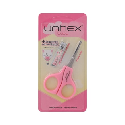 Tesoura De Unhas + Cortador De Unhas Unhex Baby Rosa