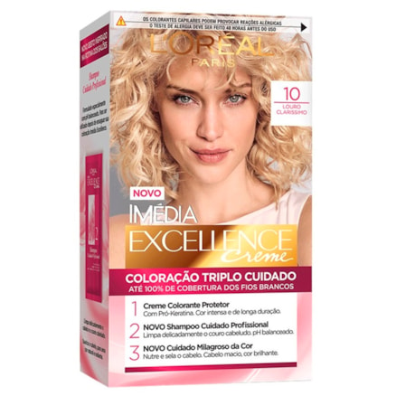 Tinta Cabelo Imedia Excellence Cor 10 Louro Clarissimo 47g