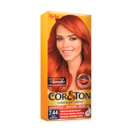 Tintura Cor & Ton 7.44 Ruivo Acobreado Filtro Uv 50g