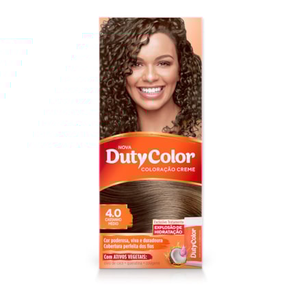 Tintura Dutycolor 4.0 Castanho Médio Com Ativos Vegetais 50g