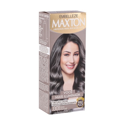 Tintura Maxton Coloração 001 Cinza Charcoal Cor Intensa 50g