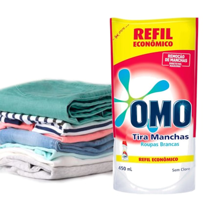 Tira Manchas Líquido Omo Roupas Brancas S/ Cloro Sachê 450ml