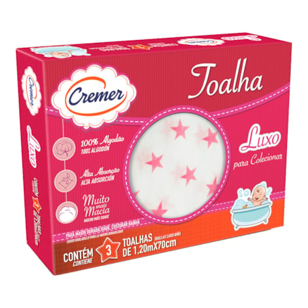 Toalha Cremer Luxo Estampada Com 3 Und Feminina