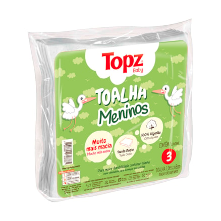 Toalha Topz Baby Estampada Masculina Com 3 Und