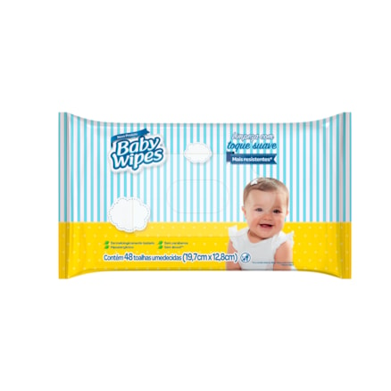 Toalha Umedecida Baby Wipes Sem Álcool 48 Und