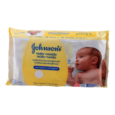 Toalha Umedecida Johnson & Johnson Recém Nascido 48 Und