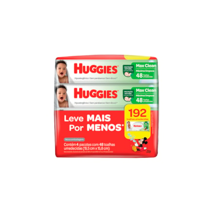 Toalhas Umedecidas Huggies Max Clean Leve 4 Pague 3 48 Und