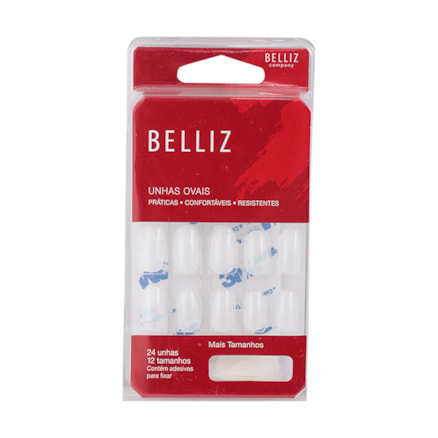 Unhas Belliz Oval Confortáveis Resistentes Com 24 Und