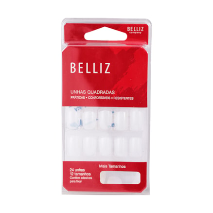 Unhas Belliz Quadrada Super Resistente Com 24 Und