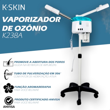 Vaporizador Spa Facial K.Skin KD238A Vapor Limpeza Profunda Pele Cabelos