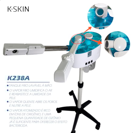Vaporizador Spa Facial K.Skin KD238A Vapor Limpeza Profunda Pele Cabelos