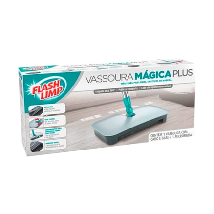 Vassoura Mágica Plus Flashlimp Pano Microfibra Sistema 360°