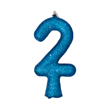 Vela Aniversário Festcolor Puro Glitter Azul Nº 2