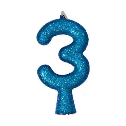 Vela Aniversário Festcolor Puro Glitter Azul Nº 3