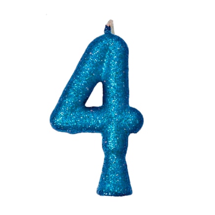 Vela Aniversário Festcolor Puro Glitter Azul Nº 4