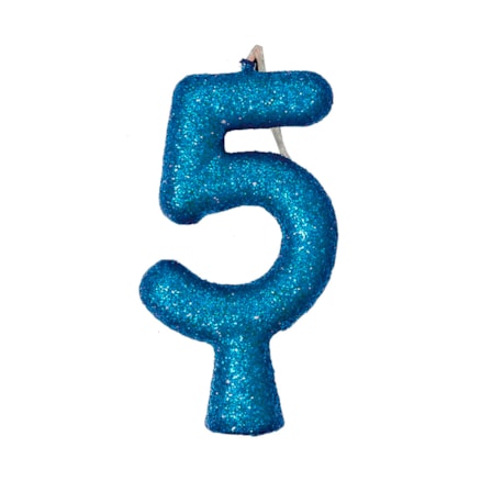 Vela Aniversário Festcolor Puro Glitter Azul Nº 5