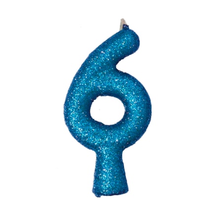 Vela Aniversário Festcolor Puro Glitter Azul Nº 6