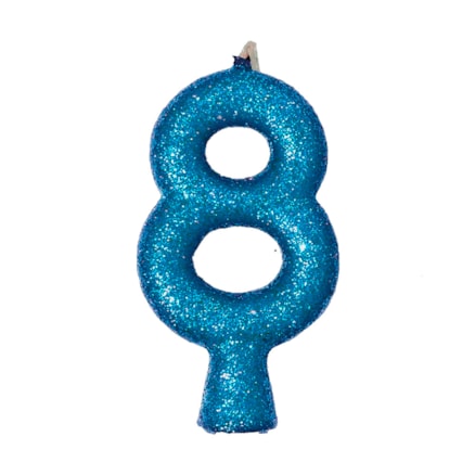 Vela Aniversário Festcolor Puro Glitter Azul Nº 8