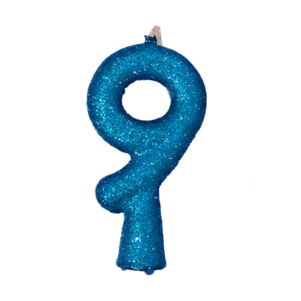 Vela Aniversário Festcolor Puro Glitter Azul Nº 9