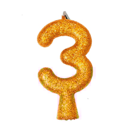 Vela Aniversário Festcolor Puro Glitter Ouro Nº 3