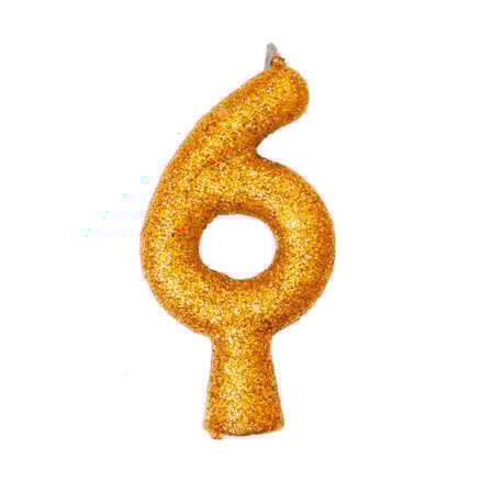 Vela Aniversário Festcolor Puro Glitter Ouro Nº 6