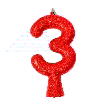 Vela Aniversário Festcolor Puro Glitter Vermelho Nº 3