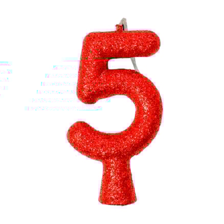 Vela Aniversário Festcolor Puro Glitter Vermelho Nº 5