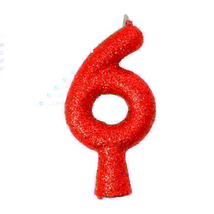 Vela Aniversário Festcolor Puro Glitter Vermelho Nº 6