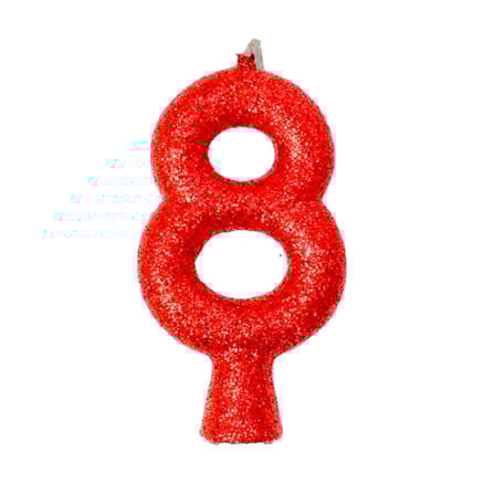 Vela Aniversário Festcolor Puro Glitter Vermelho Nº 8