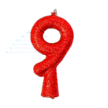 Vela Aniversário Festcolor Puro Glitter Vermelho Nº 9