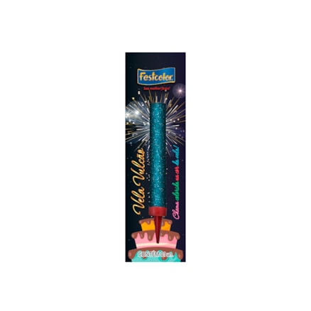 Vela Aniversário Festcolor Vulcão Azul