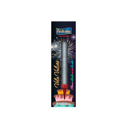 Vela Aniversário Festcolor Vulcão Prata