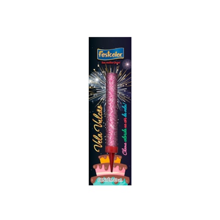 Vela Aniversário Festcolor Vulcão Rosa