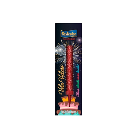 Vela Aniversário Festcolor Vulcão Vermelha