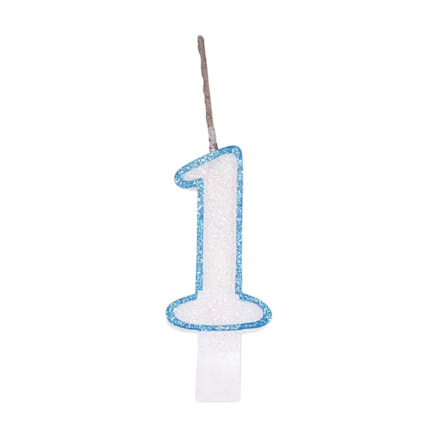 Vela De Aniversário Festcolor Glitter Azul Número 1 Pequena