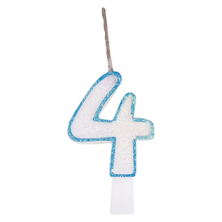 Vela De Aniversário Festcolor Glitter Azul Número 4 Pequena