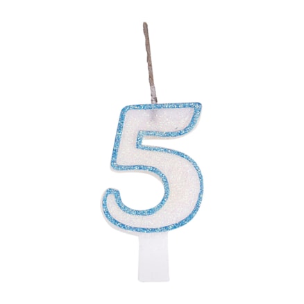 Vela De Aniversário Festcolor Glitter Azul Número 5 Pequena