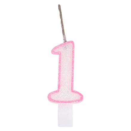 Vela De Aniversário Festcolor Glitter Rosa Número 1 Pequena