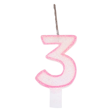 Vela De Aniversário Festcolor Glitter Rosa Número 3 Pequena